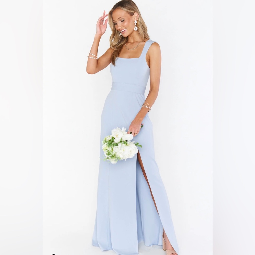Show Me Your Mumu Paris Gown in Steel Blue Stretch